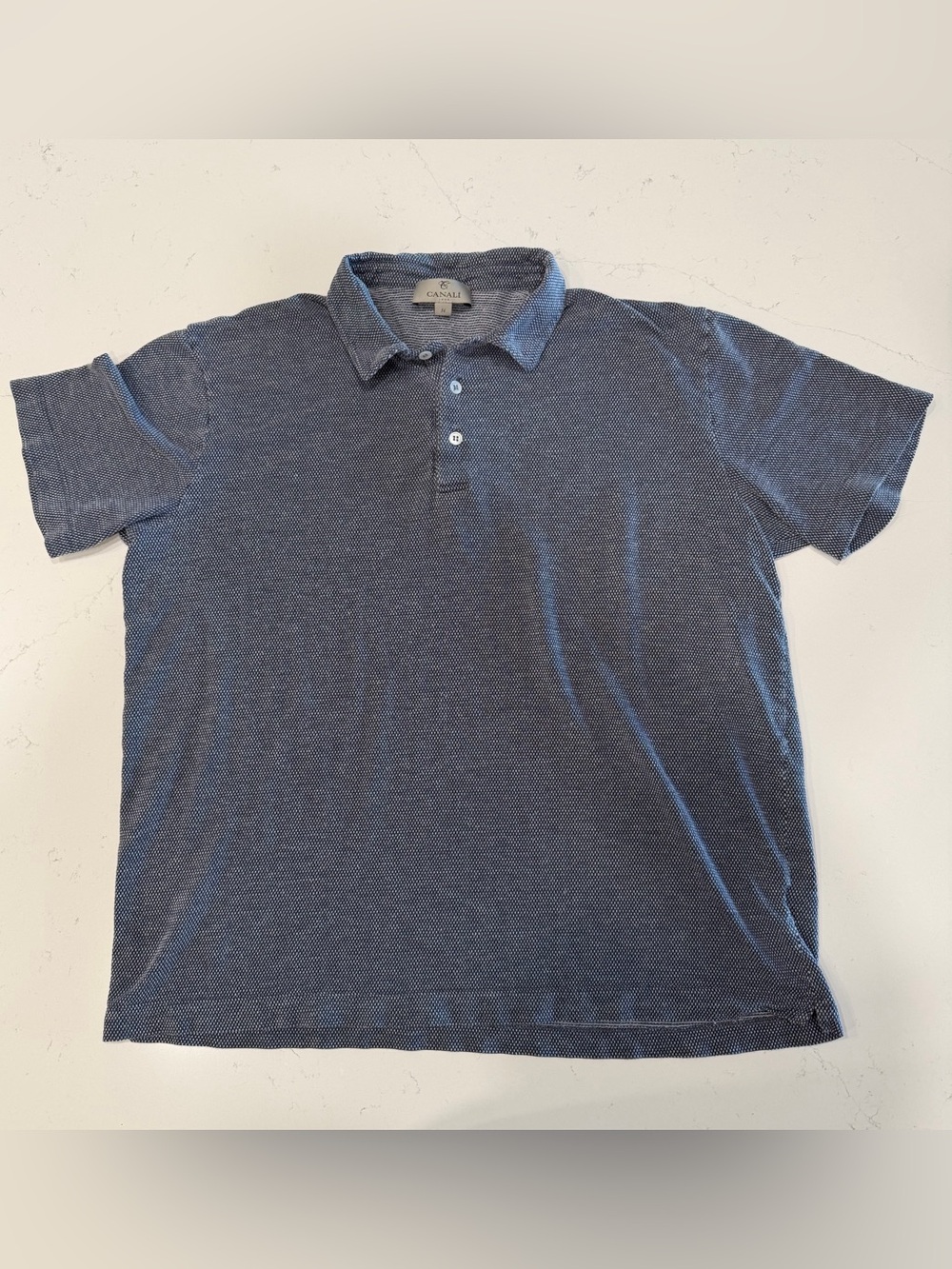 Canali Men's Textured Navy Polo XL